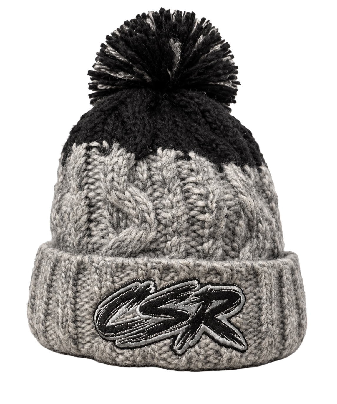 CSR Black / Grey heavyweight multi yarn Bobble hat beanie