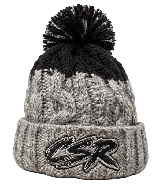 CSR Black / Grey heavyweight multi yarn Bobble hat beanie