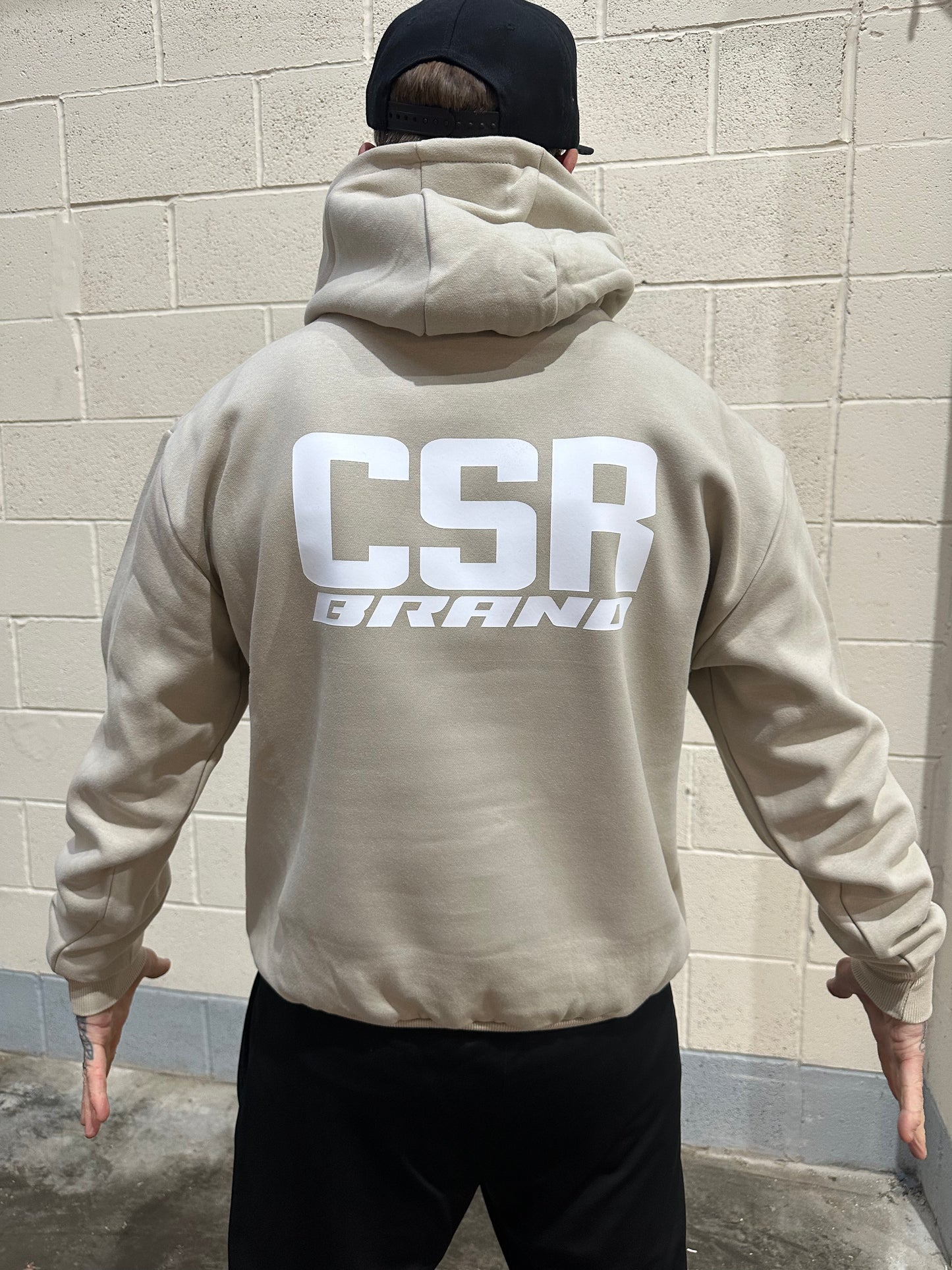 CSR BRAND HEAVY WEIGHT HOODIE PREMIUM STONE & WHITE