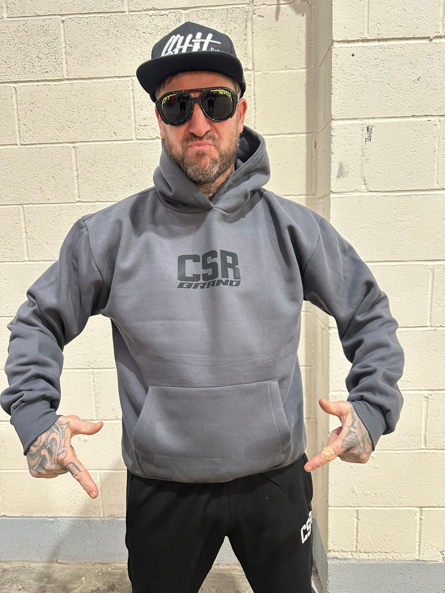 CSR BRAND HEAVY WEIGHT HOODIE PREMIUM GREY & BLACK