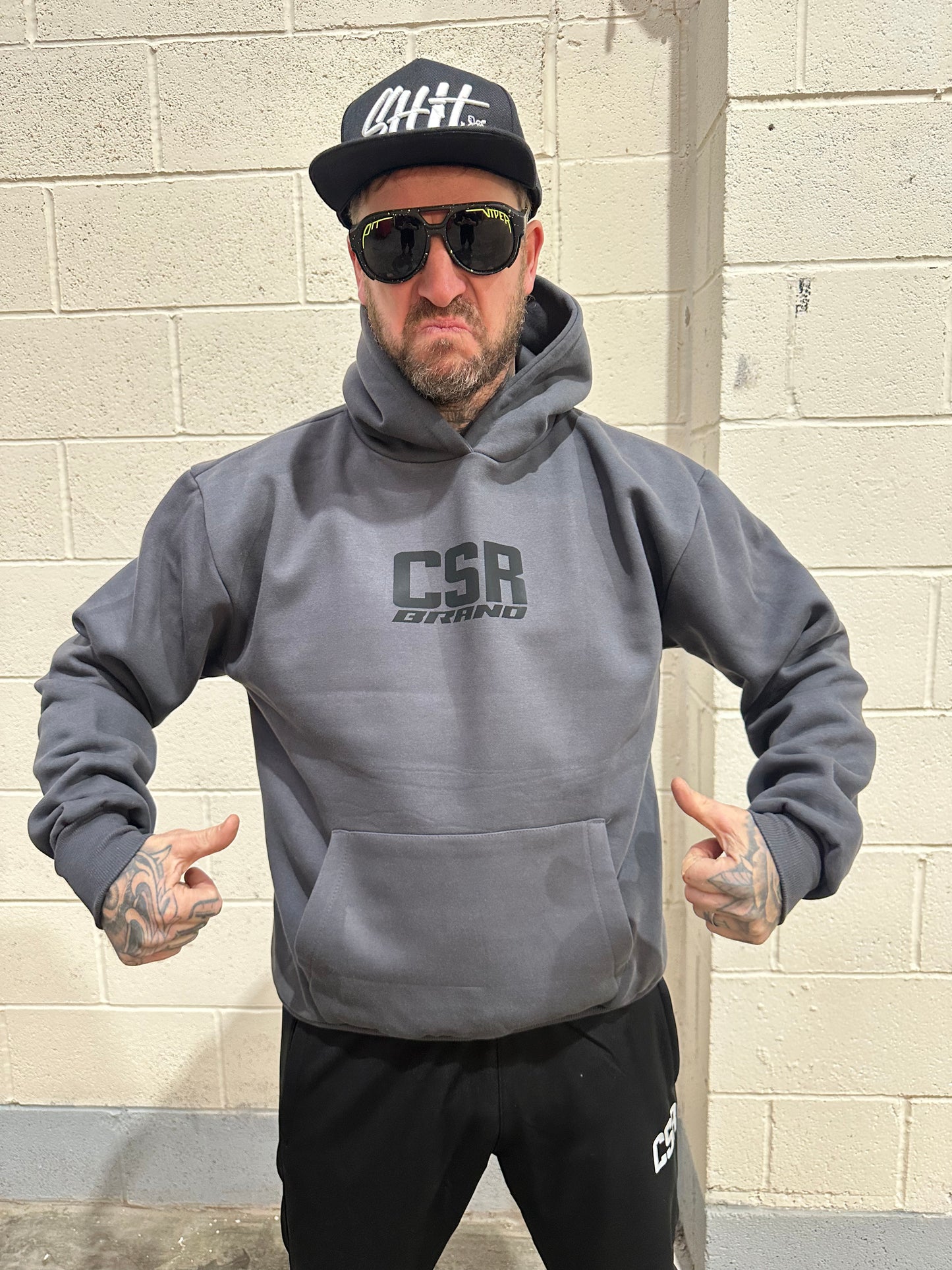 CSR BRAND HEAVY WEIGHT HOODIE PREMIUM GREY & BLACK