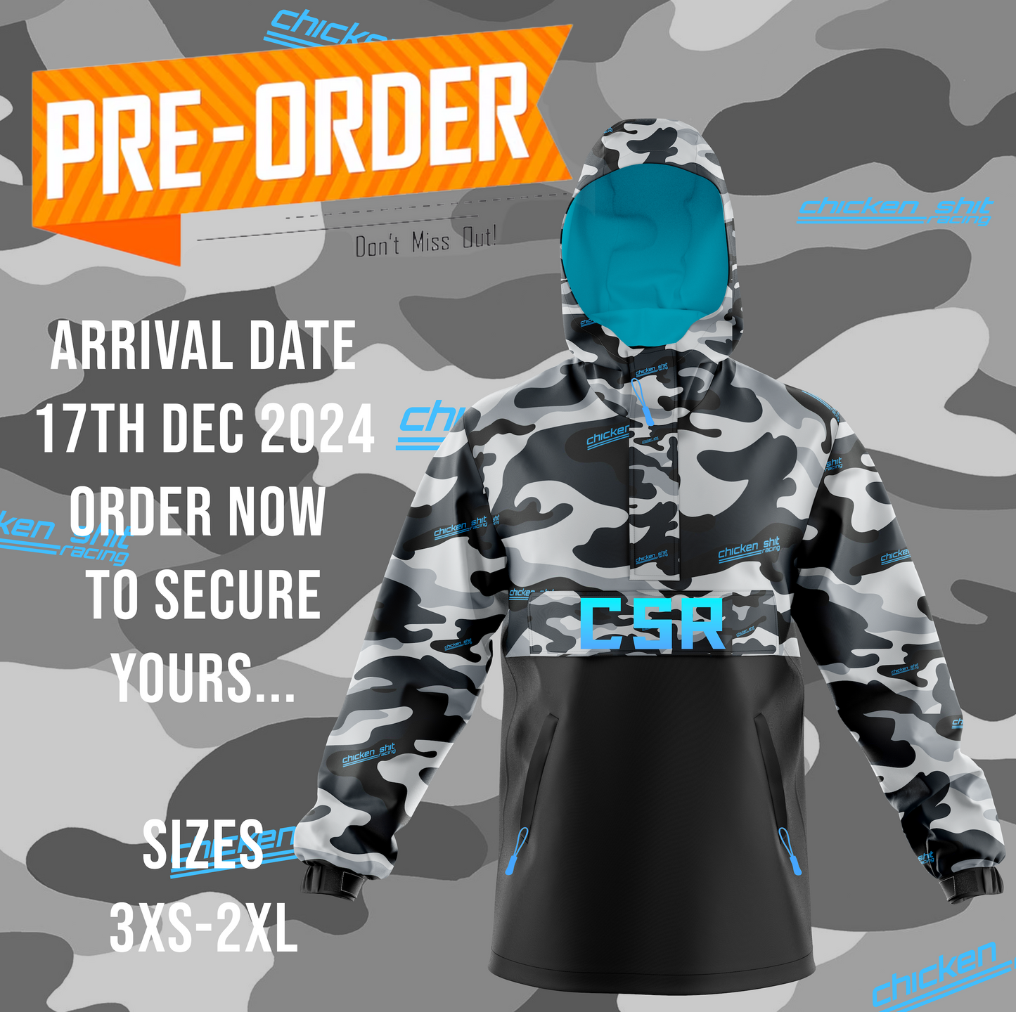 CSR CAMO ICE BLUE TRAIL JACKET CAGOULE WINDBREAKER