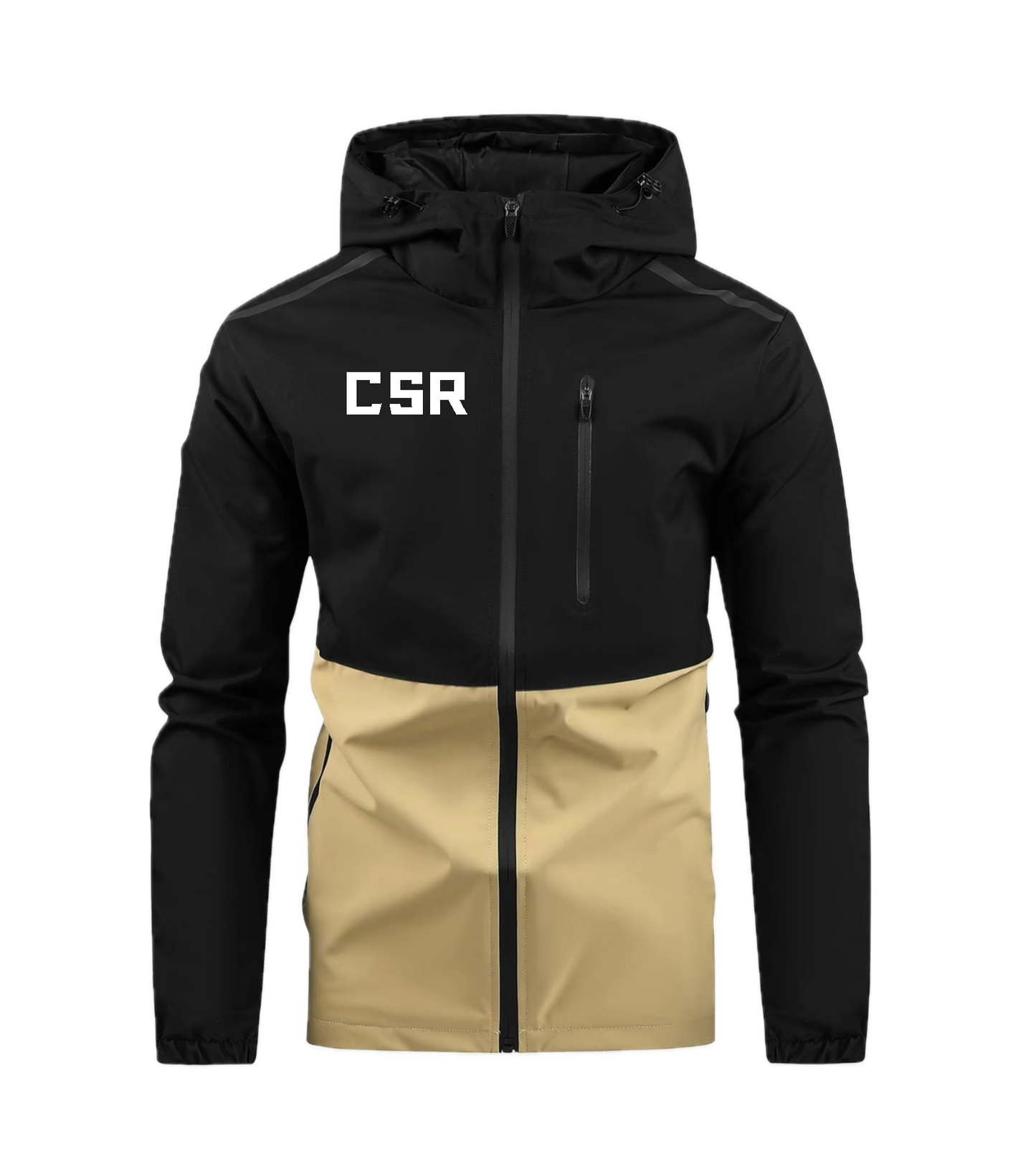 CSR STEALTH JACKET BLACK & SAND HOODED WATERPROOF